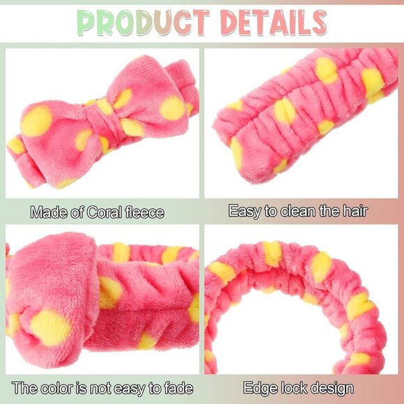 48 Pieces Facial Hair Headbands Fleece Bow Makeup Spa Hair Accessories